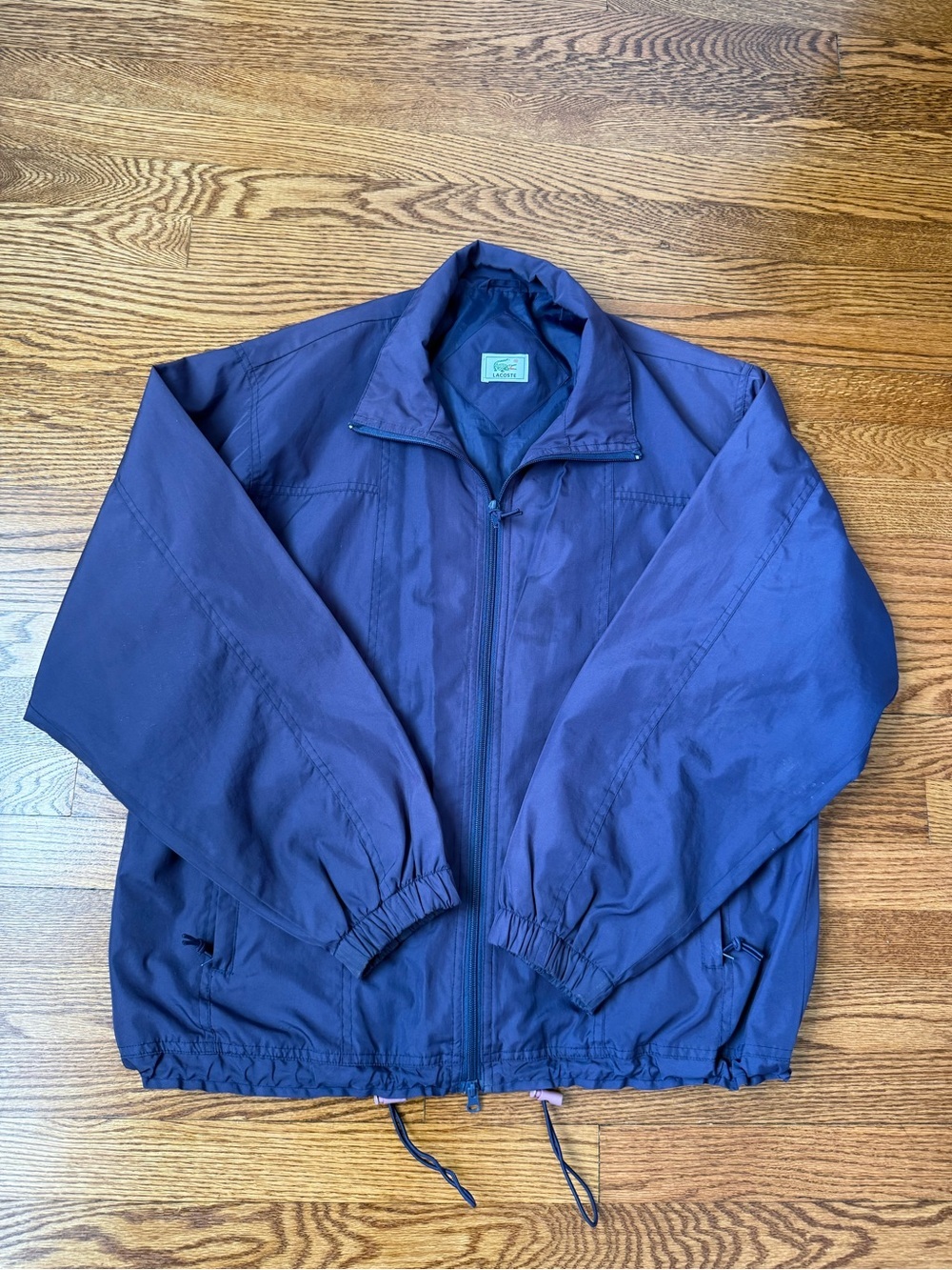 Vintage Lacoste Men’s Windbreaker Jacket Full Zip Navy Blue Nylon Size M